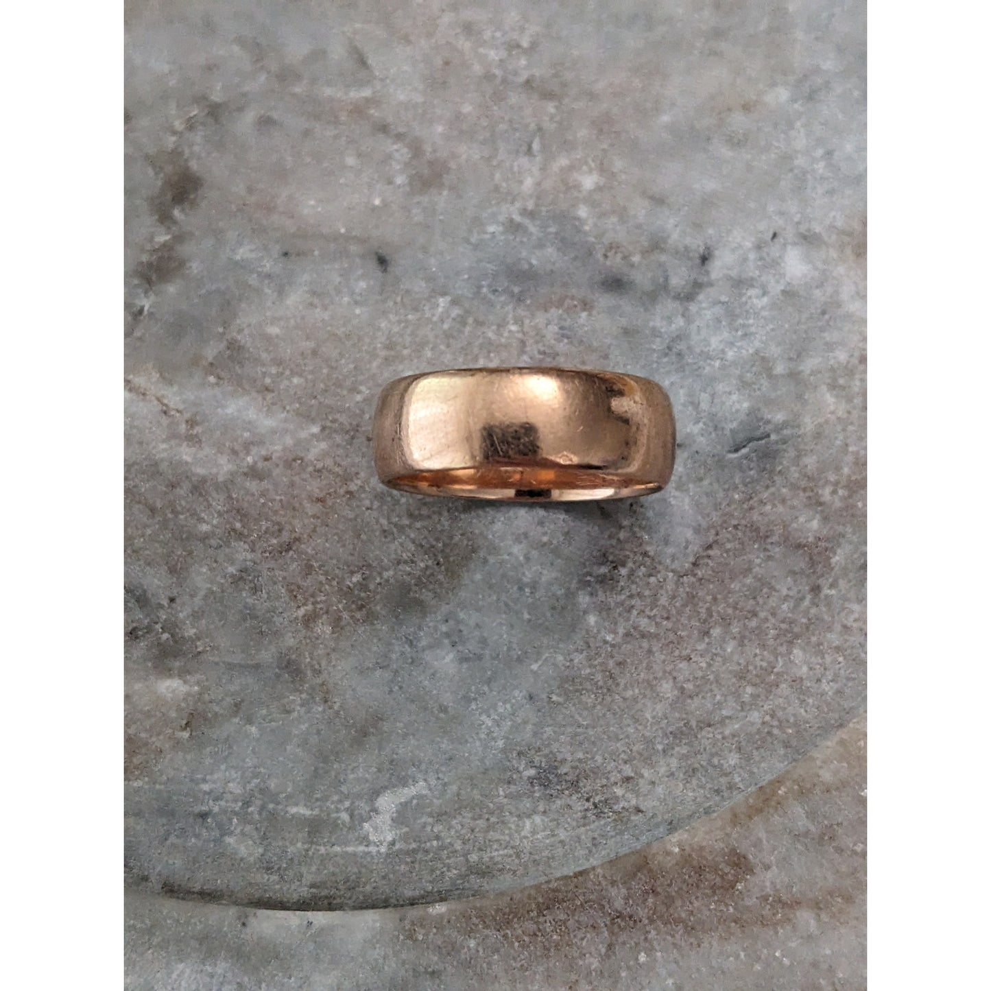 Vintage Early 1920s 14k Rose Gold Simple 6mm Wedding Band Ring Size 8.75