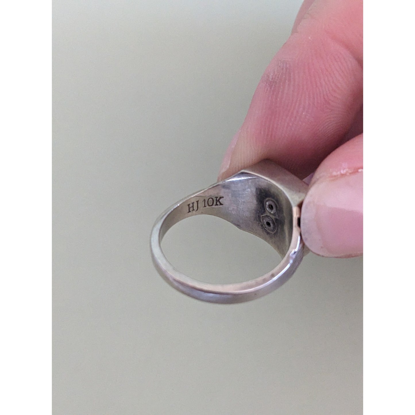 Vintage 10k White Gold Herff Jones Sacred Heart Signet Ring Size 5.75