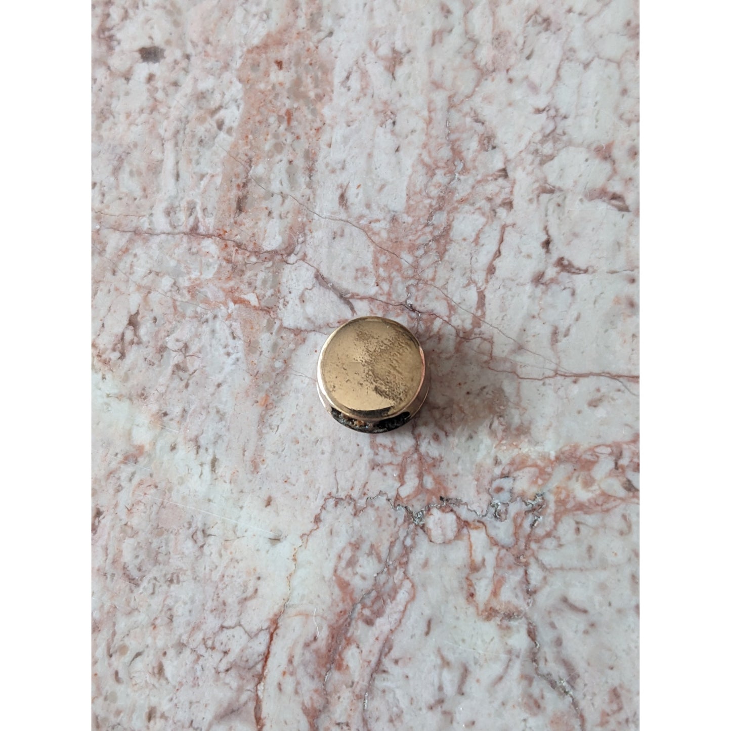 Vintage Gold Filled Round Slider Charm Black Stone Heart Engraved