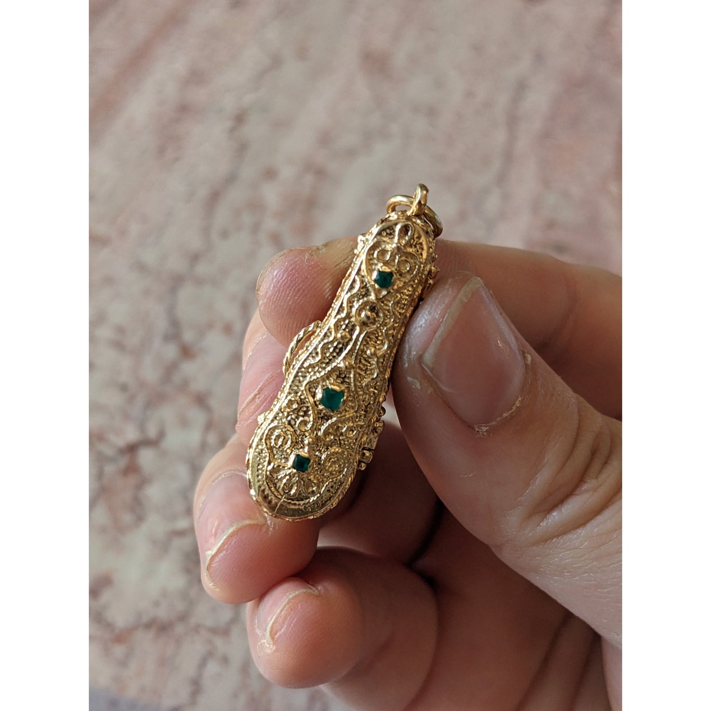 Vintage Unmarked 14k Intricate Violin Case Locket Movable Violin Charm Pendant