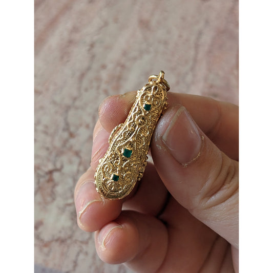 Vintage Unmarked 14k Intricate Violin Case Locket Movable Violin Charm Pendant