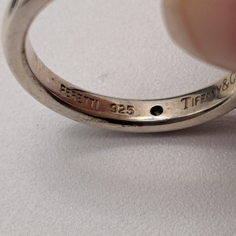 Estate 925 Tiffany & Co Elsa Peretti 2.5mm Size 5 Ring 0.1ct Diamond