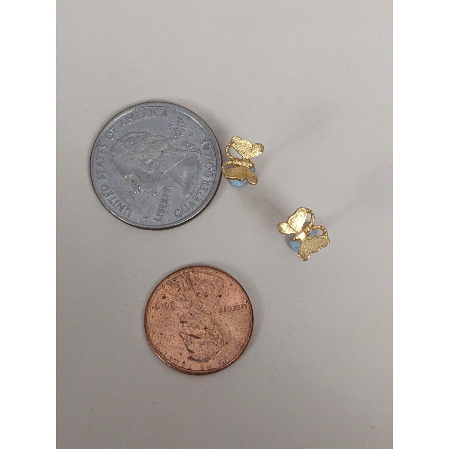 Vintage 14k Unmarked Dainty Tiny Butterfly Earring Studs