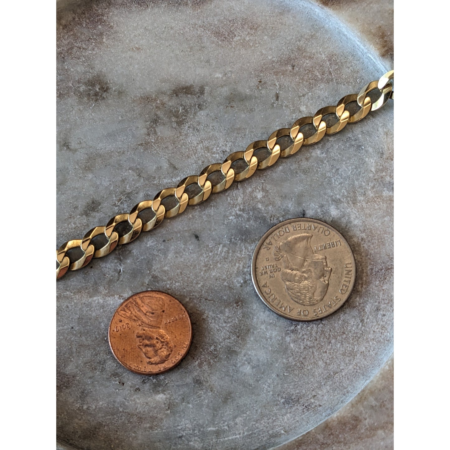 Estate 14k Yellow Gold Cuban Link Curb Bracelet 8.5in
