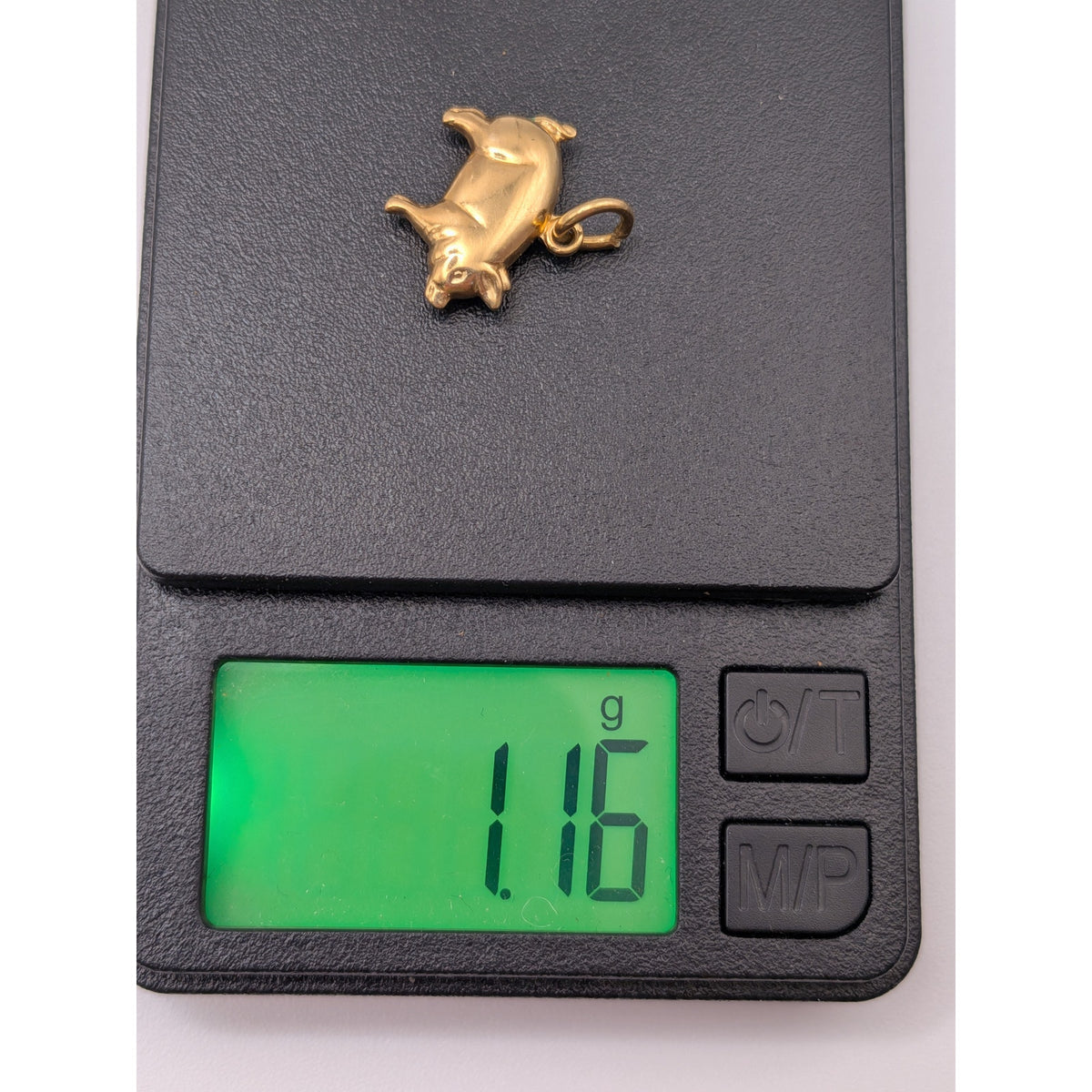 Vintage Unmarked 18k Solid Gold Pig Charm w/ Jump Ring (open)