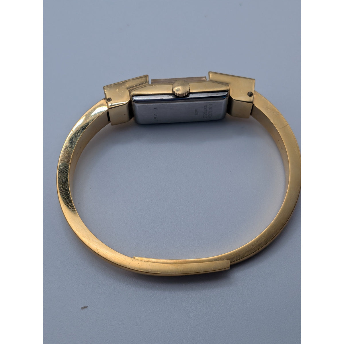 Vintage Chandler 17 Jewel Gold Tone Manual Watch Blue Enamel Red Painted Flowers