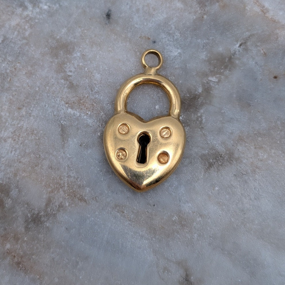 Vintage Unmarked 18k Solid Gold 3D Heart Padlock Charm