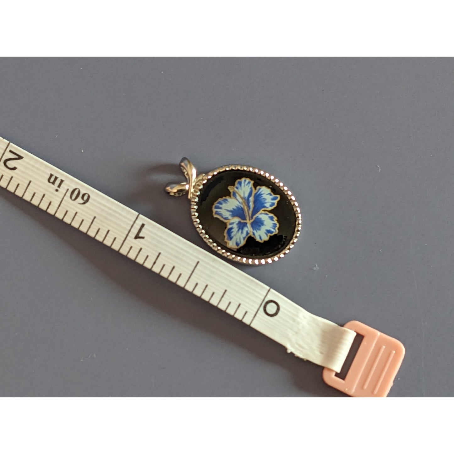 Vintage Andre Mouche Blue Flower Pendant in Silver Tone