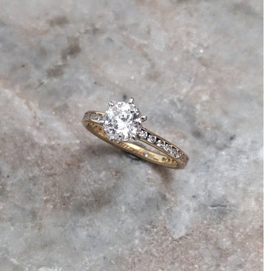Estate Diamonique QVC 14k Yellow Gold CZ Stones Eternal Love Ring Size 9