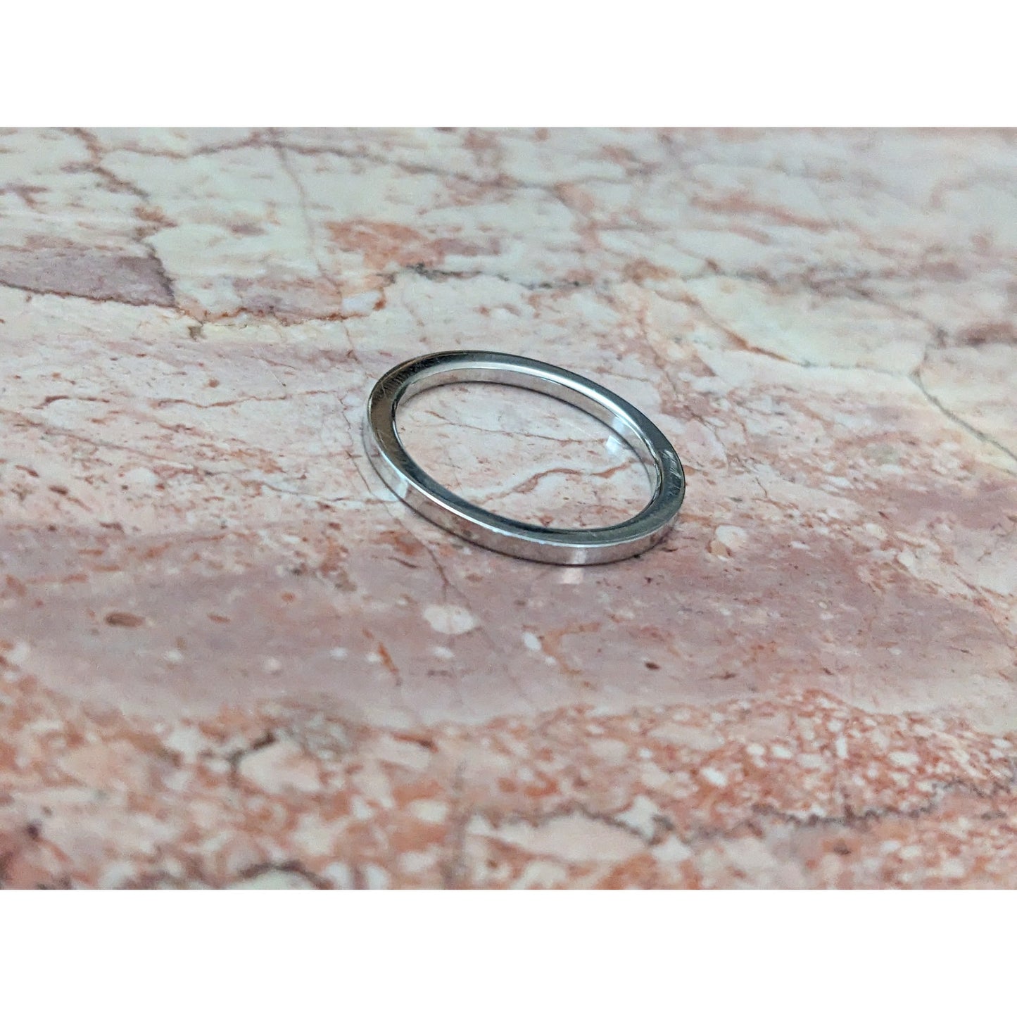 Estate 14k White Gold Simple Thin 1.5mm Flat Wedding Band Ring Size 6