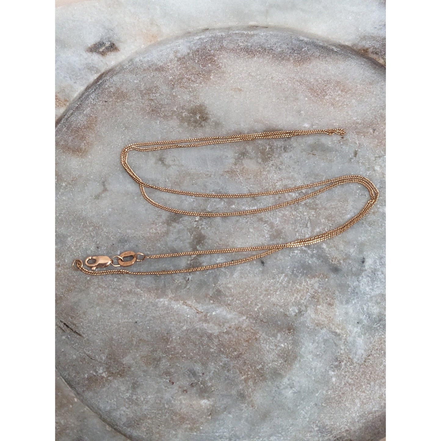 Vintage 14k Rose Gold Ultra Dainty Thin Simple Chain Necklace 17.75in