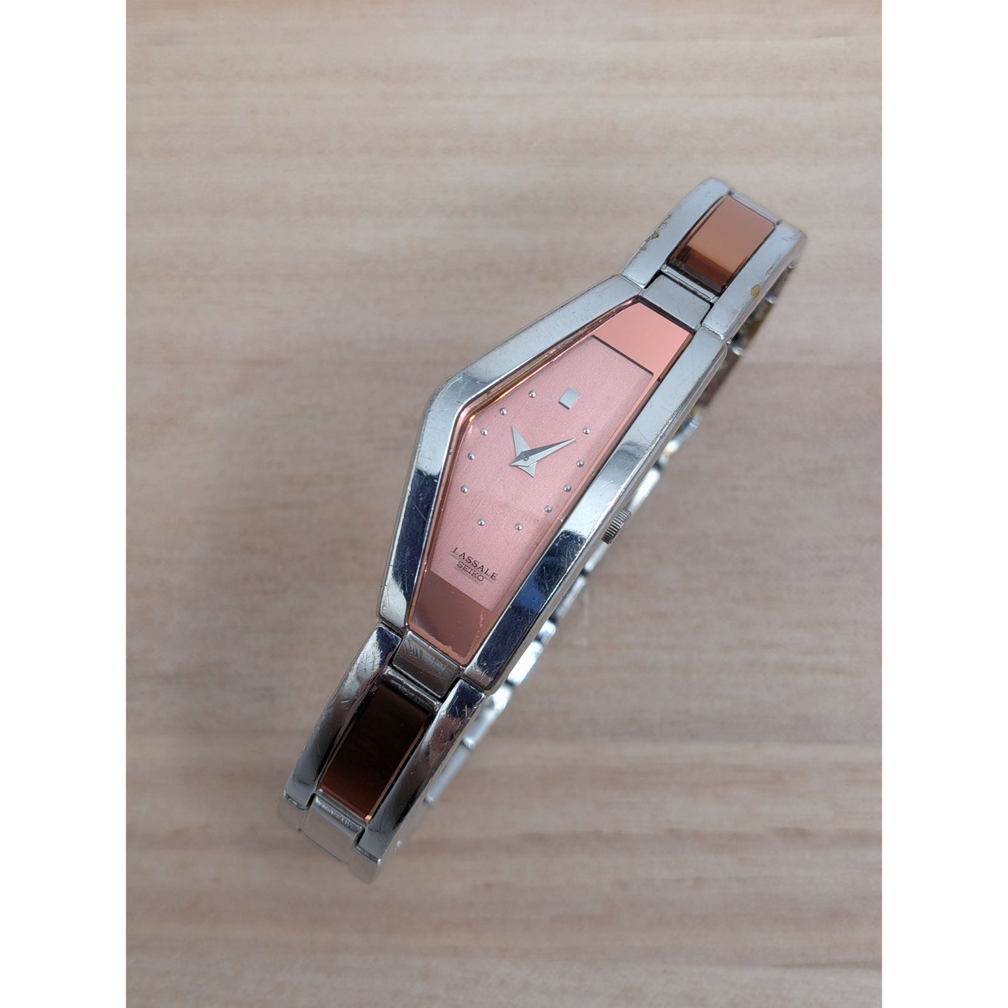 Vintage 1990 Seiko Lassale Geometric Ladies Watch w/Burgundy Dial