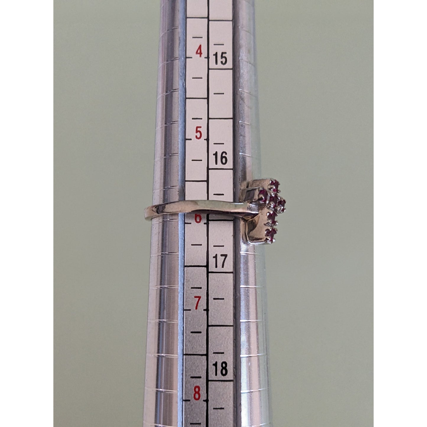 Vintage 10k White Gold Spinel Cross Shaped Ring Size 6