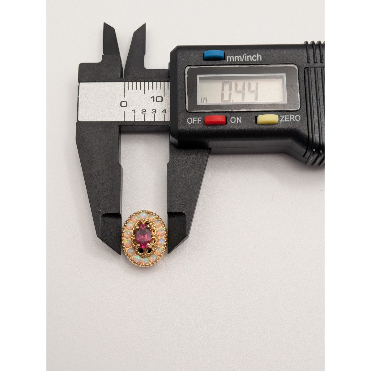 Vintage Old Victoria 14k Gold Bracelet Slide Charm Pink Center & Opals