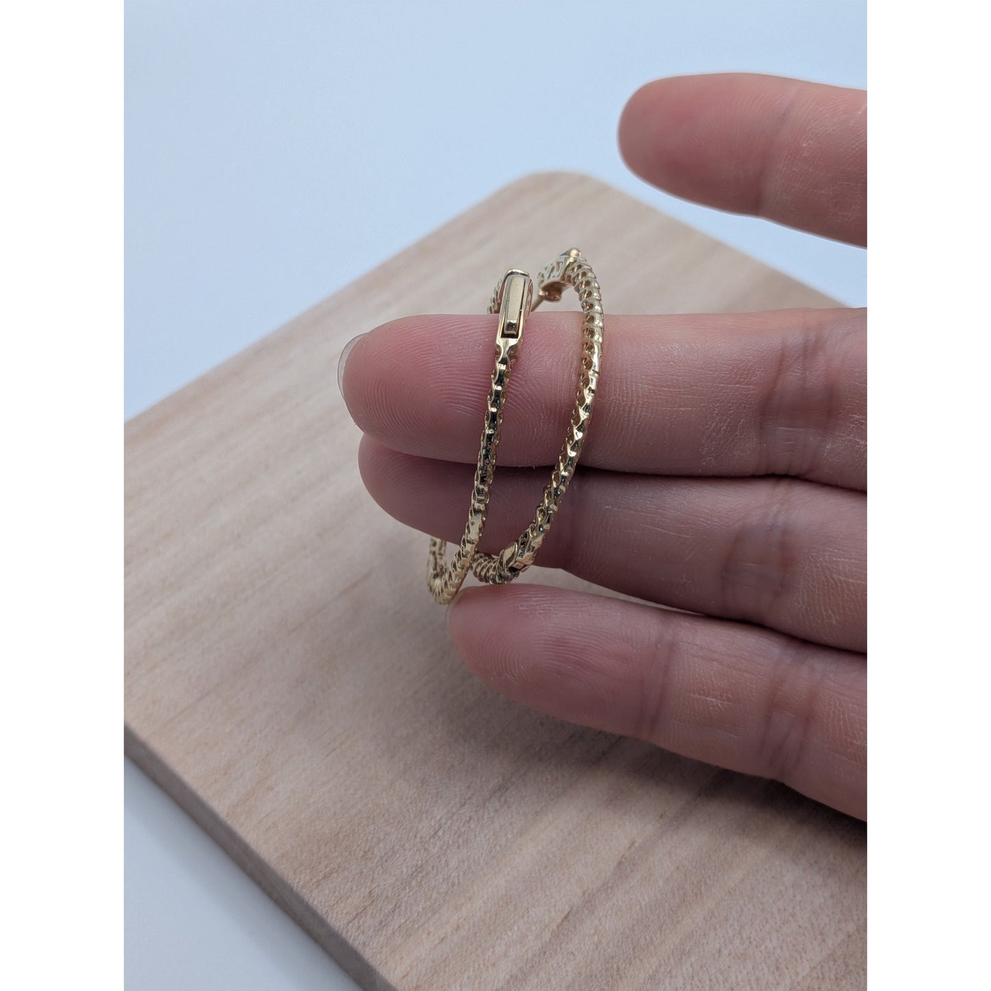 14K Solid Yellow Gold Natural Diamond Hoop Earrings 1.73 CTTW J/SI Round Cut