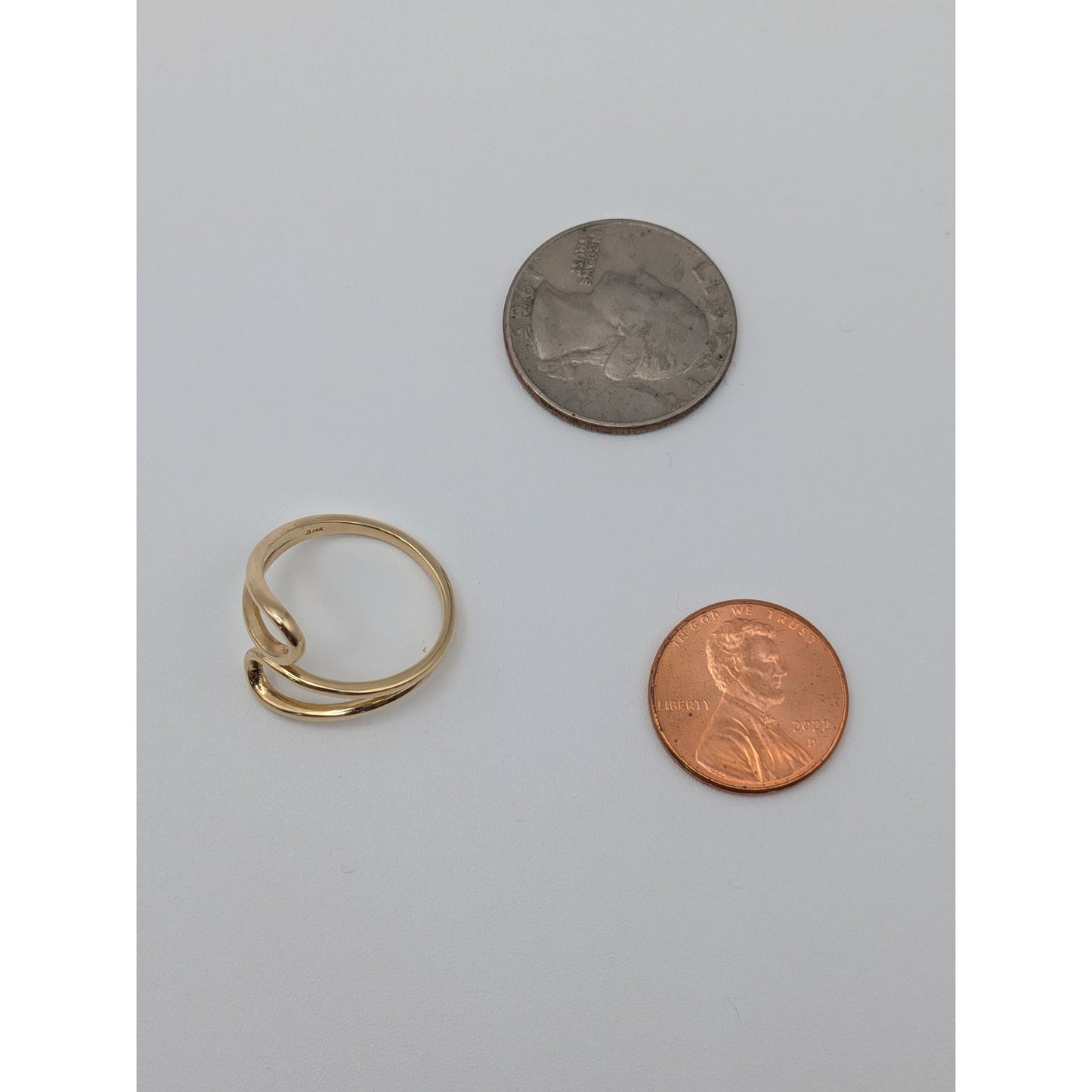 Estate 14k Yellow Gold Minimal Geometric Bypass Ring Size 6.75
