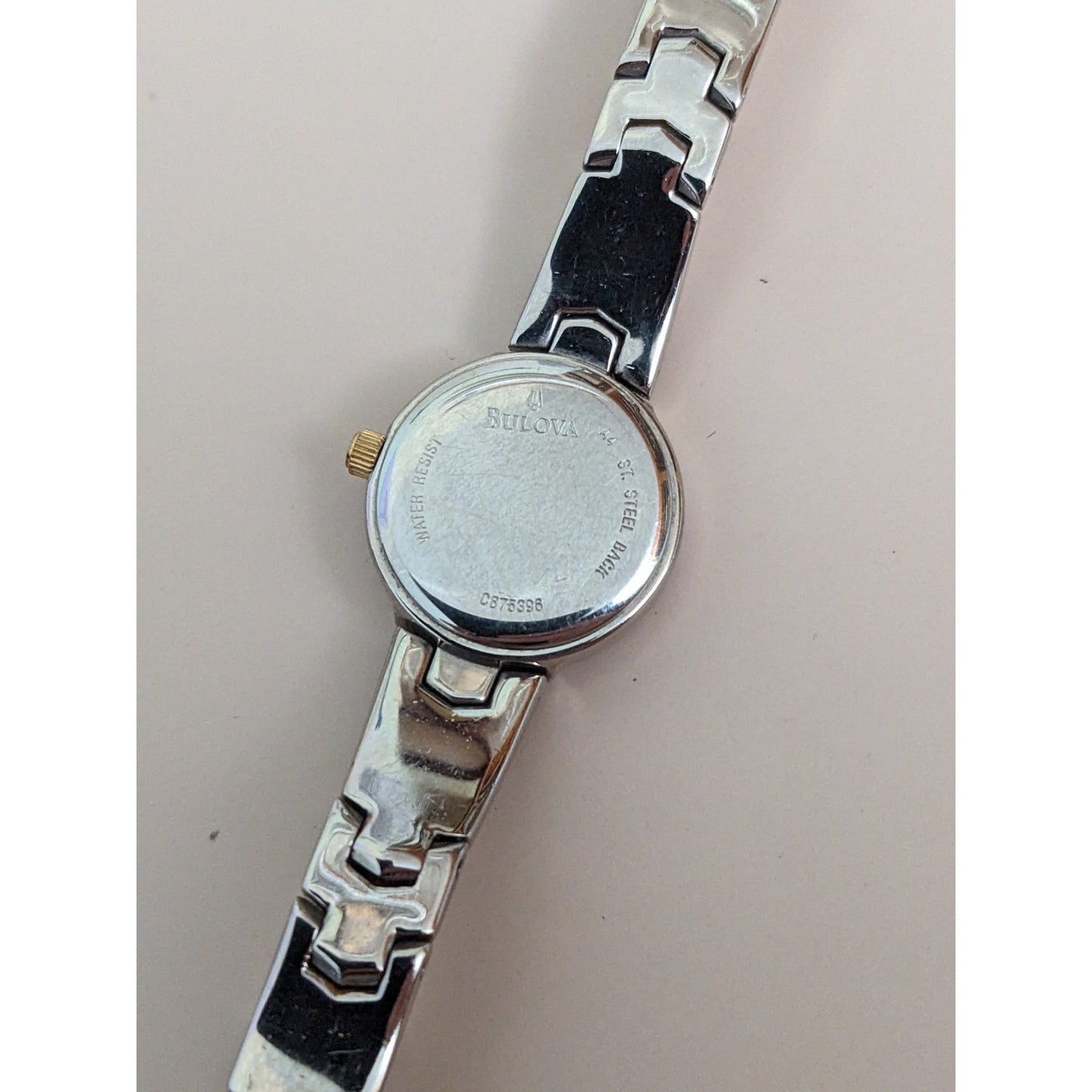 Vintage Andre Mouche Silver Tone Bangle Watch with Blue Floral Enamel Working