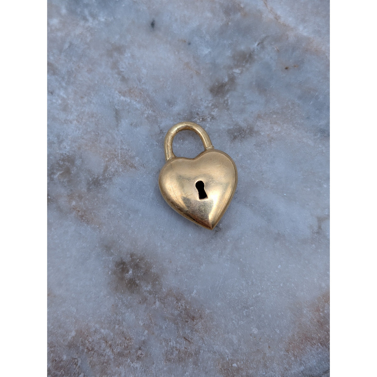 Vintage Unmarked 18k Solid Gold 3D Heart Shaped Padlock Charm