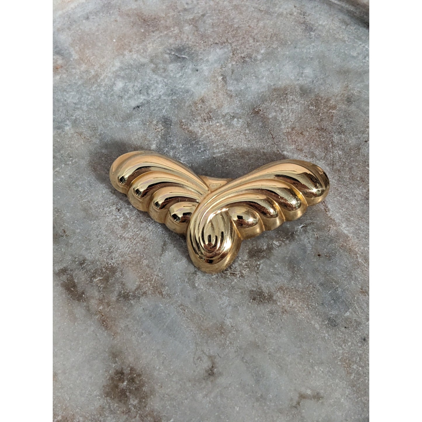 Vintage 14K Yellow Gold Angel Wing Slide Charm Pendant