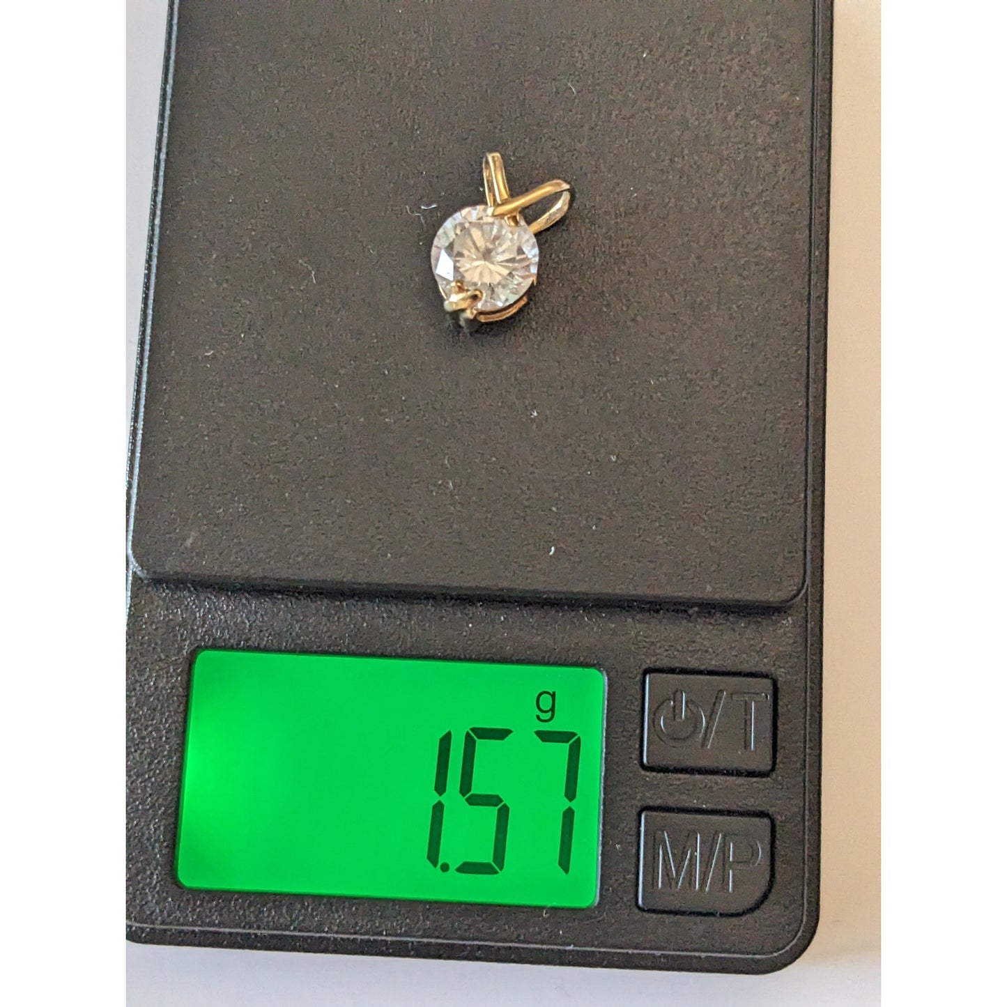 Estate 14k Yellow Gold Tiny White CZ Solitaire Pendant
