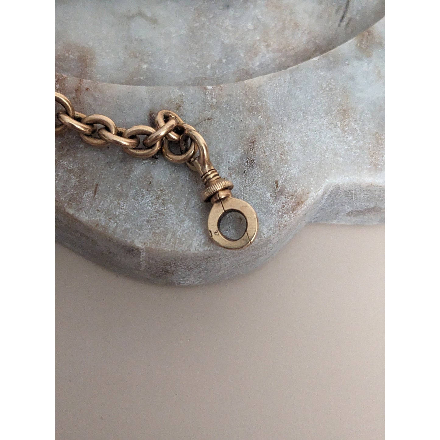FLAW Antique Unmarked 14k Yellow Gold Paper Clip And Knots Fob Chain