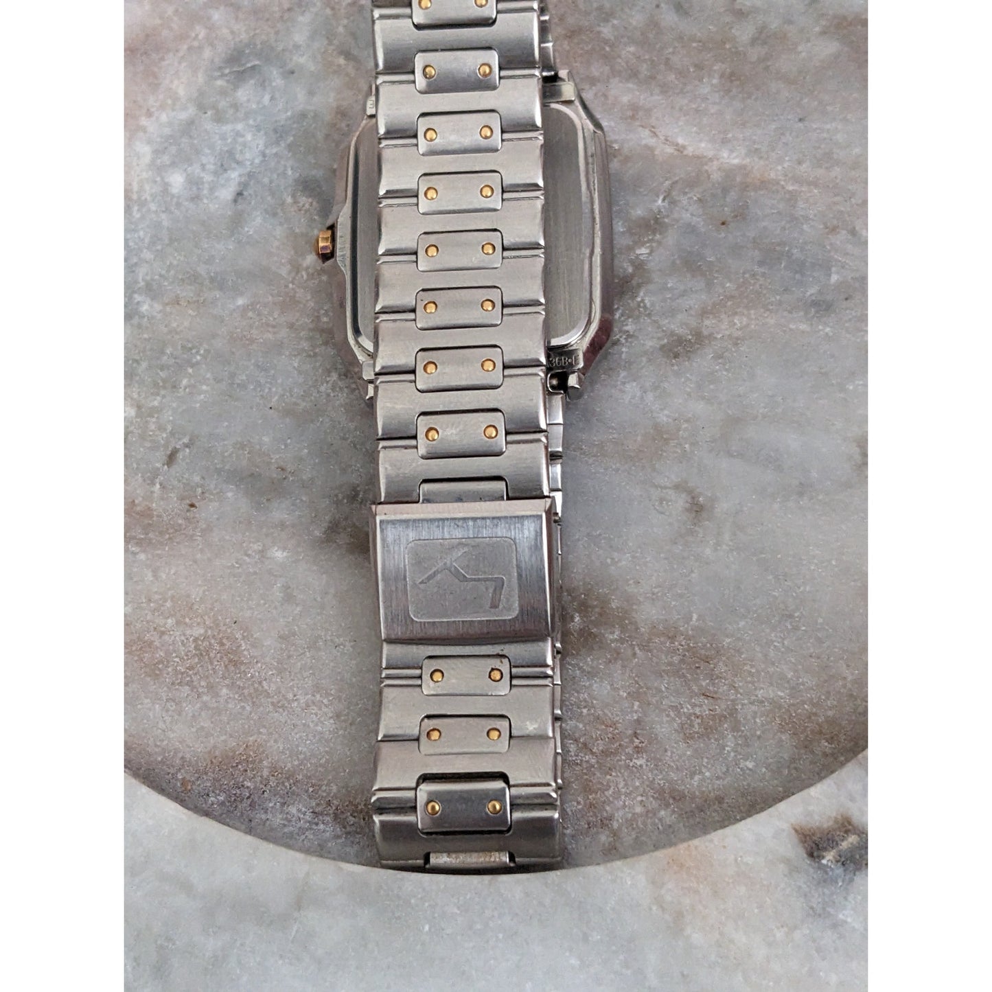 Vintage Andre Mouche Silver Tone Bangle Watch with Blue Floral Enamel Working