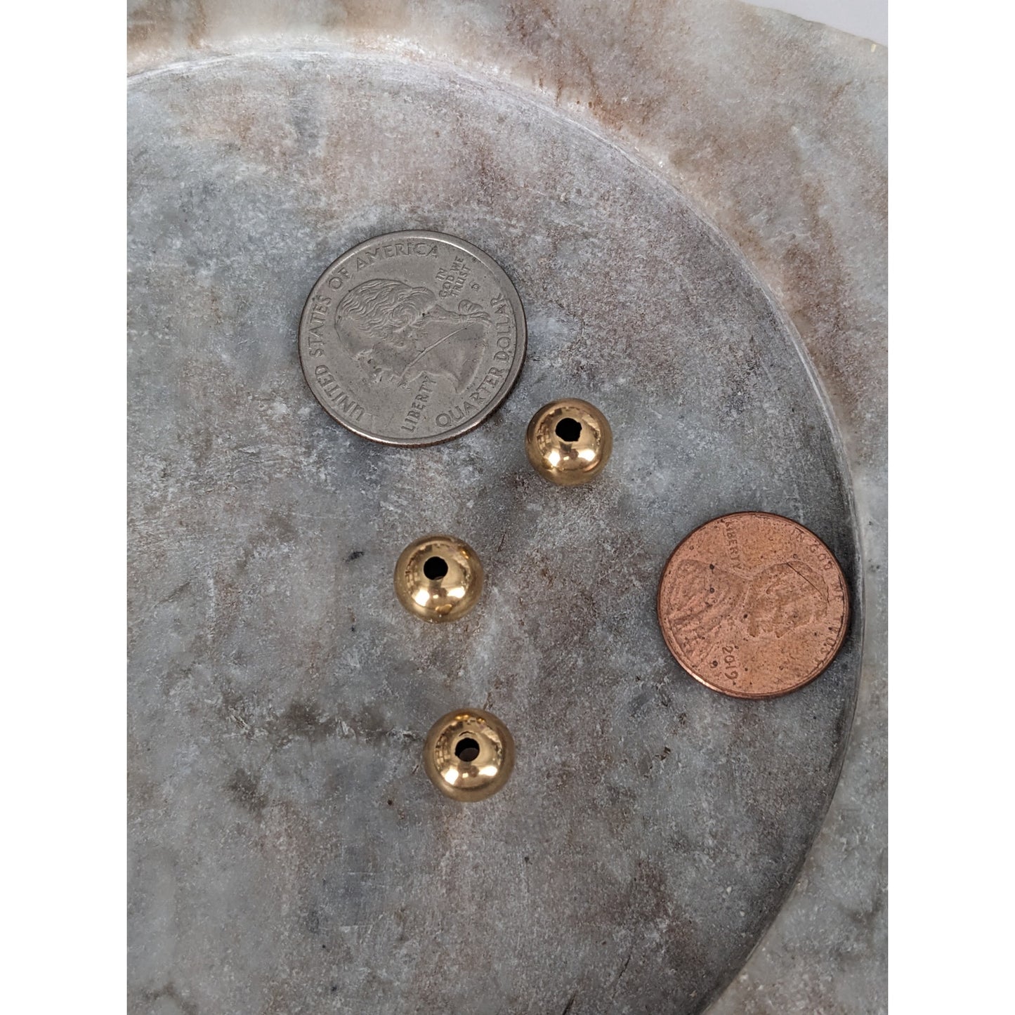 Vintage Unmarked 14k Yellow Gold Hollow Bead Charms 3 pieces 0.9g