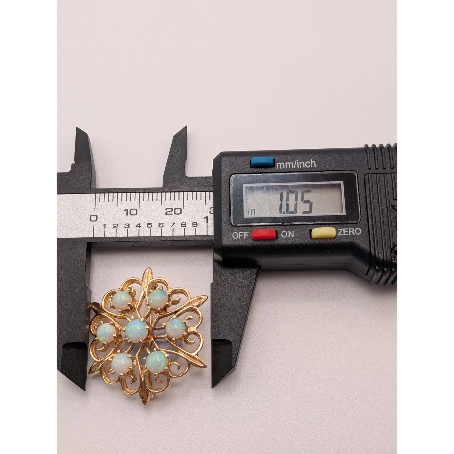 Vintage 14k Yellow Gold Cluster of Opals Flower Brooch or Pendant