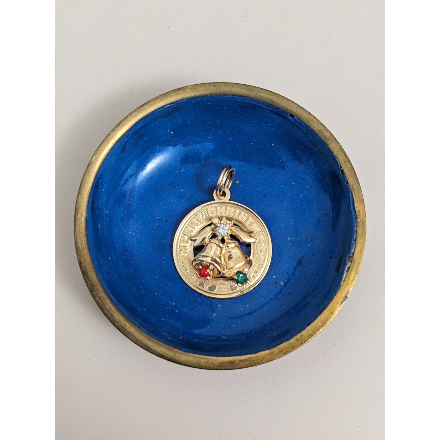 Vintage 14k Yellow Gold Festive Merry Christmas Holiday Bells Pendant