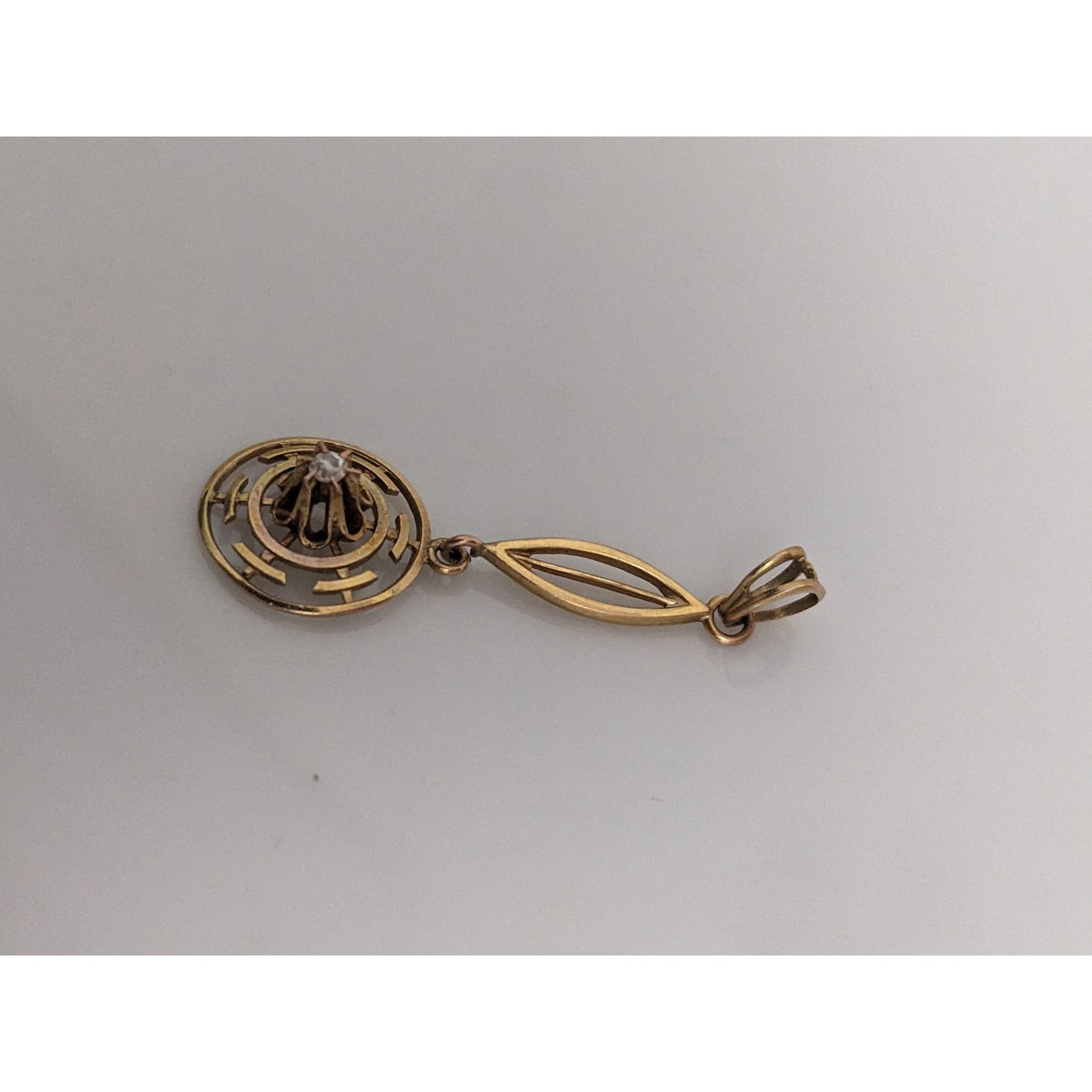 Victorian 10k Yellow Gold Lavaliere Pendant with Tiny Diamond
