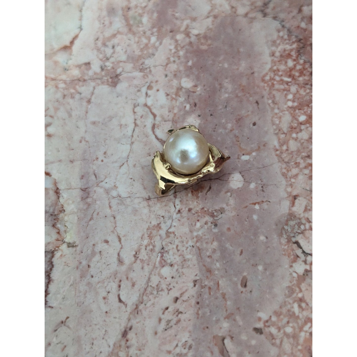 Vintage 14k Yellow Gold Wyland Cultured Pearl and Trio Dolphin Pendant