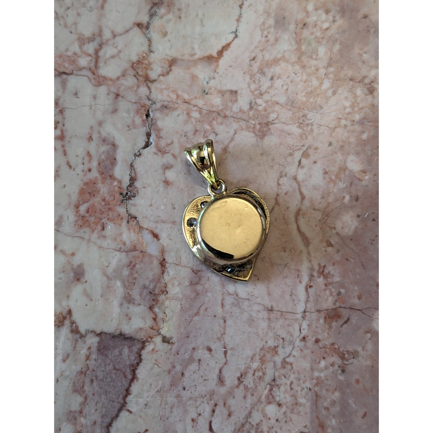 Vintage 14k Yellow Gold Heart Charm with Evil Eye and White Stone Accents