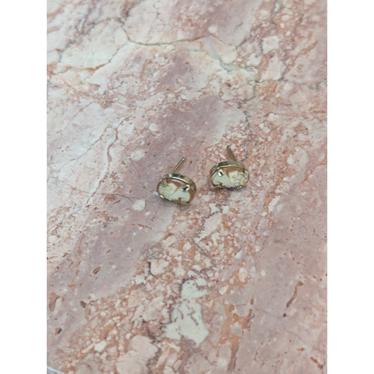 Vintage 10k Yellow Gold Cameo Carved Portrait Stud Earrings