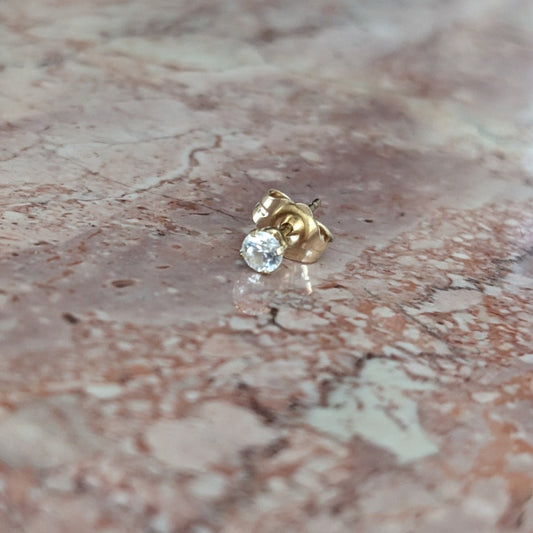 Estate 14k Gold Single Piece Tiny Dainty Diamond Stud Earring ONE PIECE ONLY