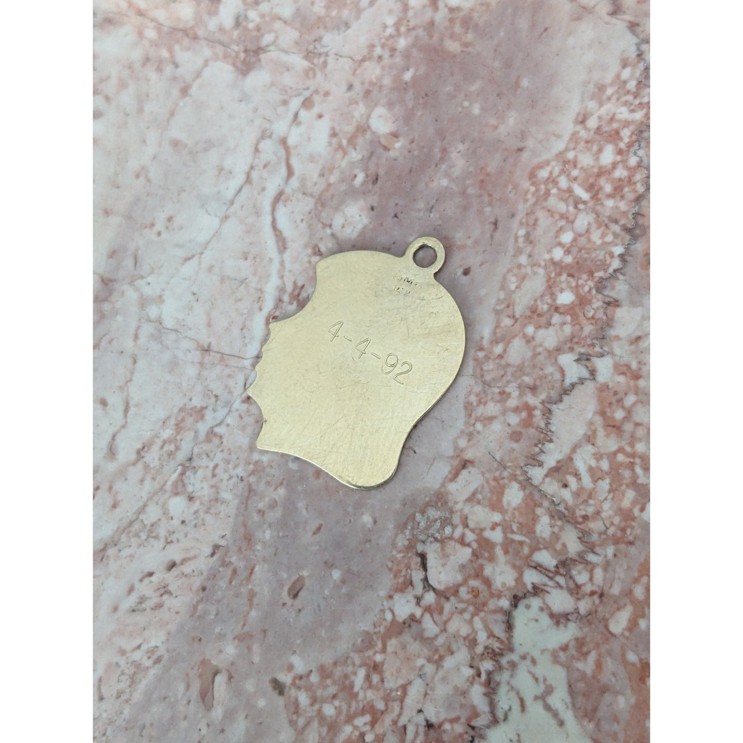 Vintage 14k Yellow Gold Flat Girl Silhouette Engraved "KASSIDY" & "4-4-92" Charm