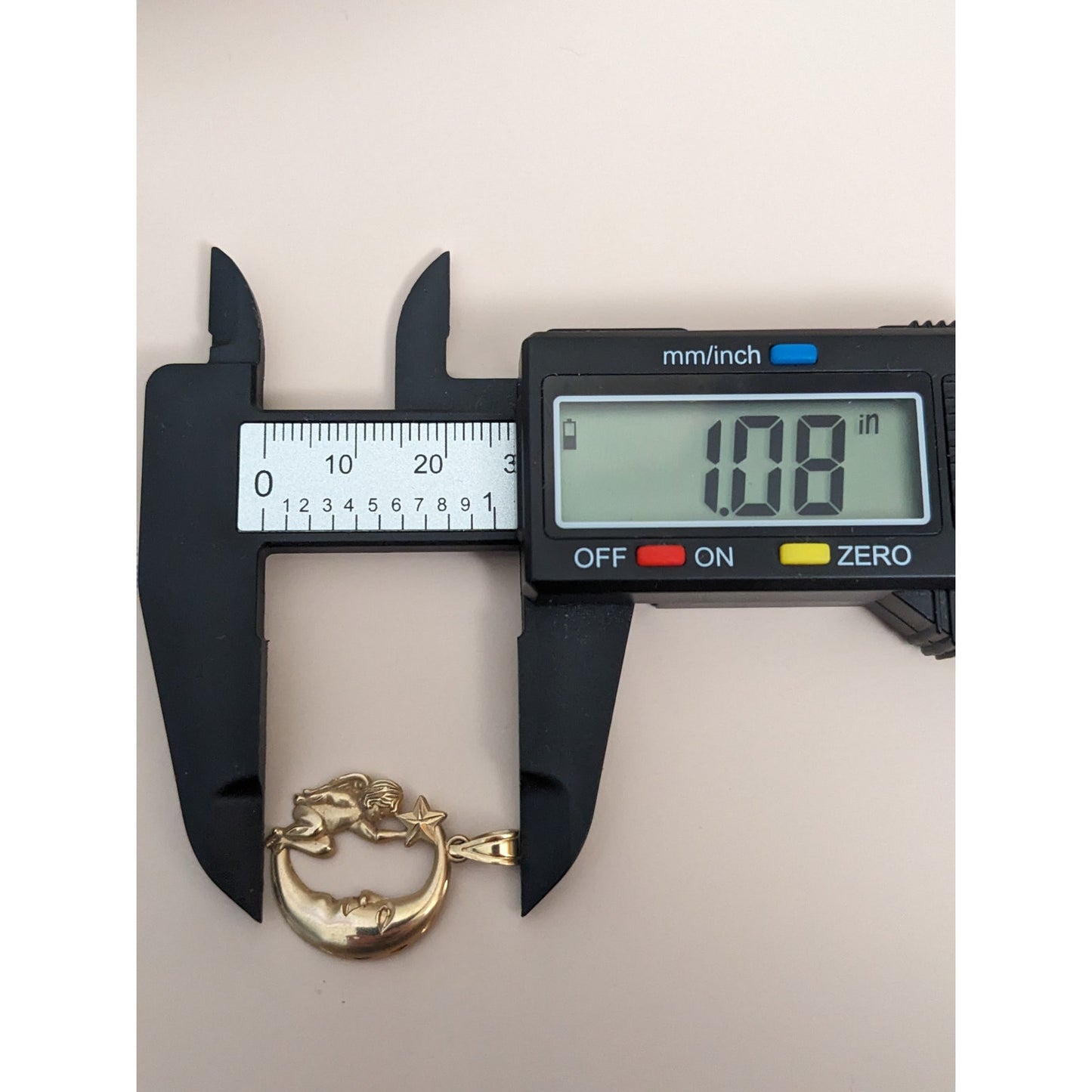 Vintage 14k Yellow Gold Michael Anthony Cherub Star Crescent Moon Pendant