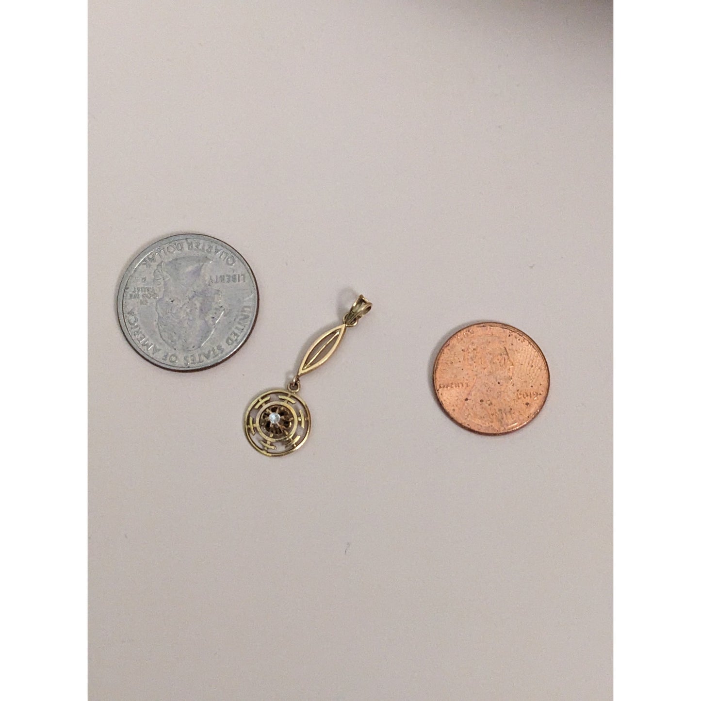 Victorian 10k Yellow Gold Lavaliere Pendant with Tiny Diamond