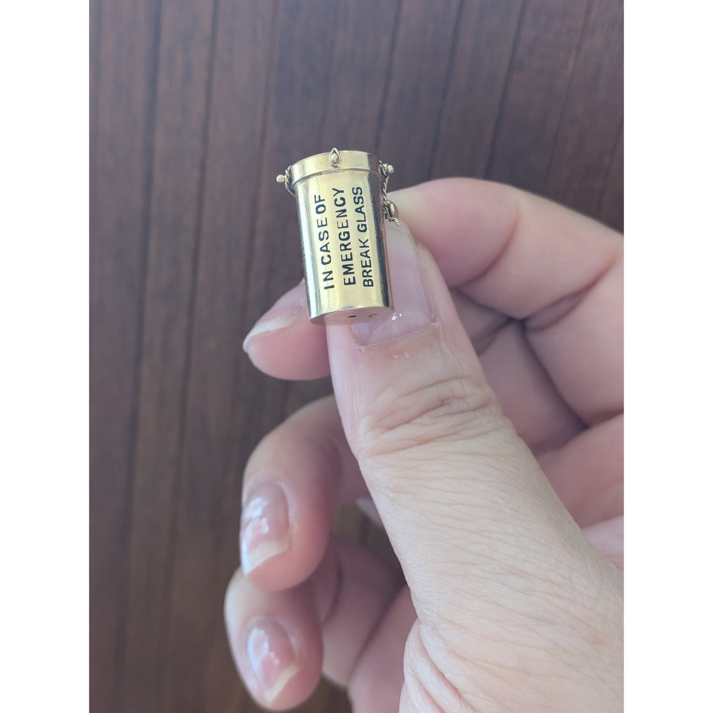 Vintage 14k Yellow Gold "In Case of Emergency Break Glass" Charm INTACT