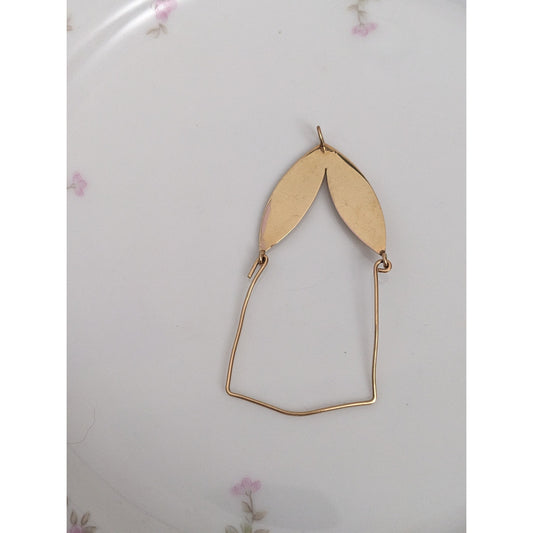 Vintage 14k Yellow Gold Two Leaf Charm Holder Pendant