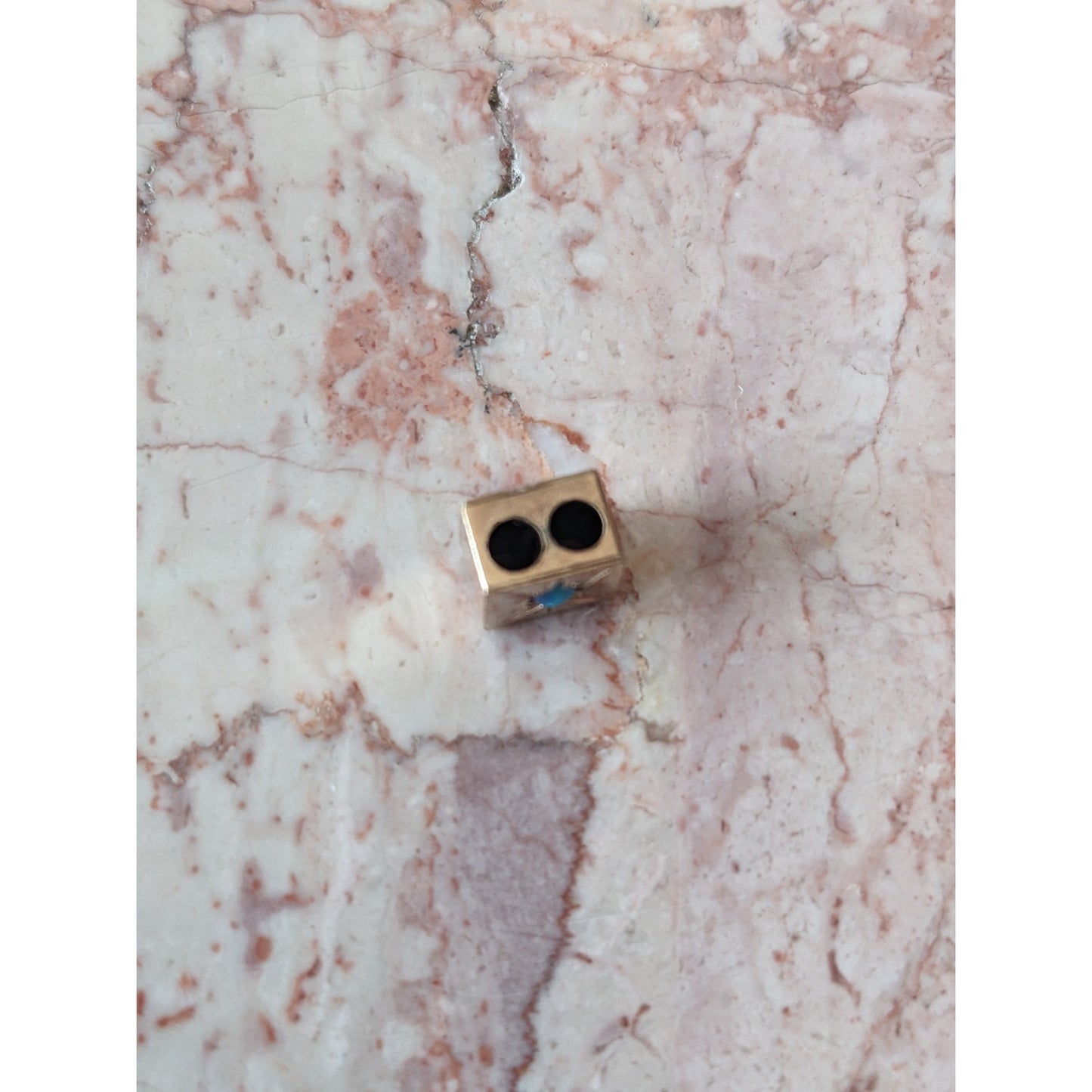 Vintage Unmarked 10k Gold Cube Slider Charm Starburst Set Faux Opal