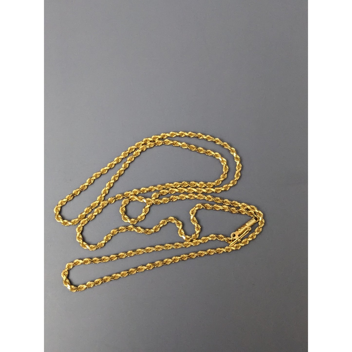 Vintage Estate 14k Yellow Gold Semi Thick Rope Chain Necklace 24in