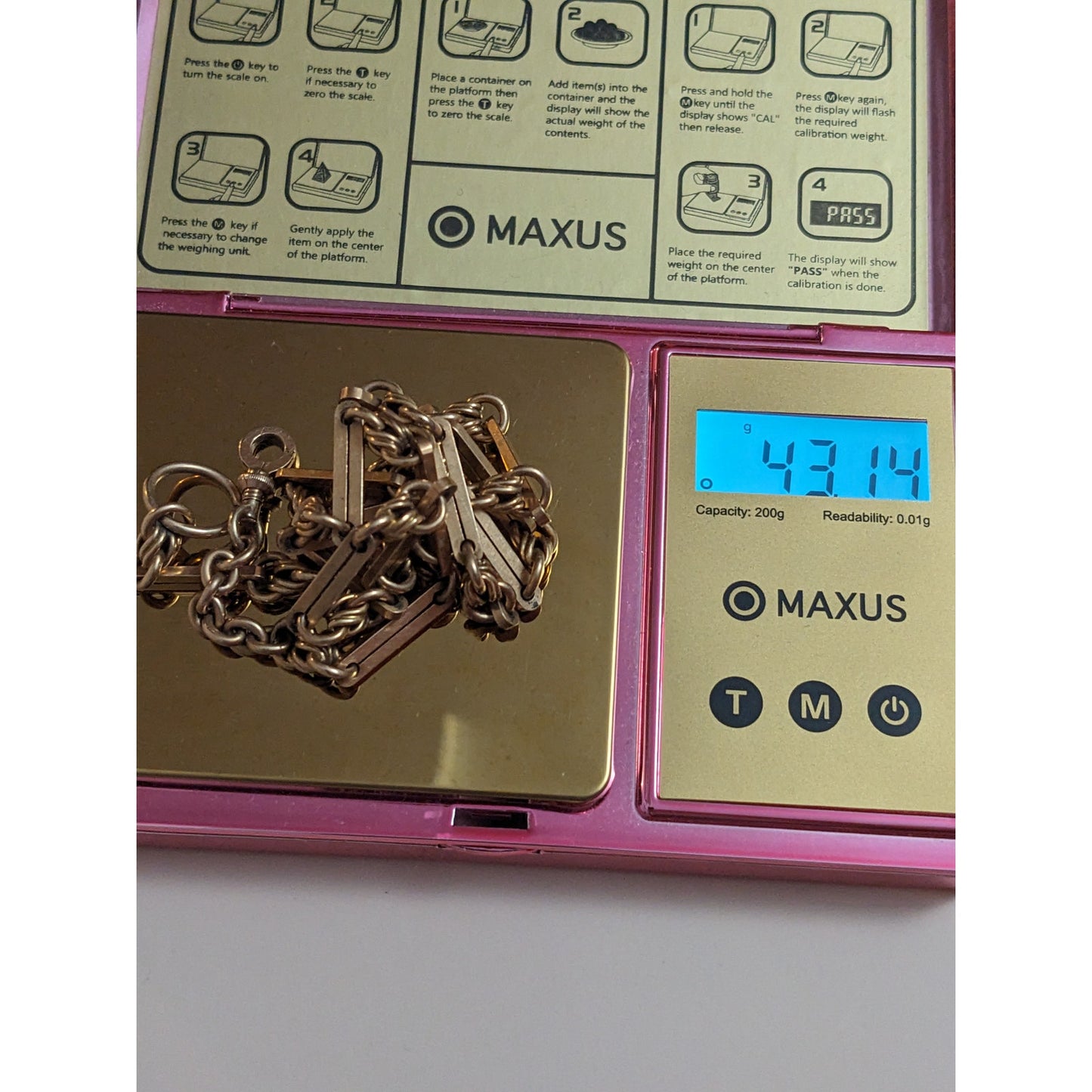 FLAW Antique Unmarked 14k Yellow Gold Paper Clip And Knots Fob Chain