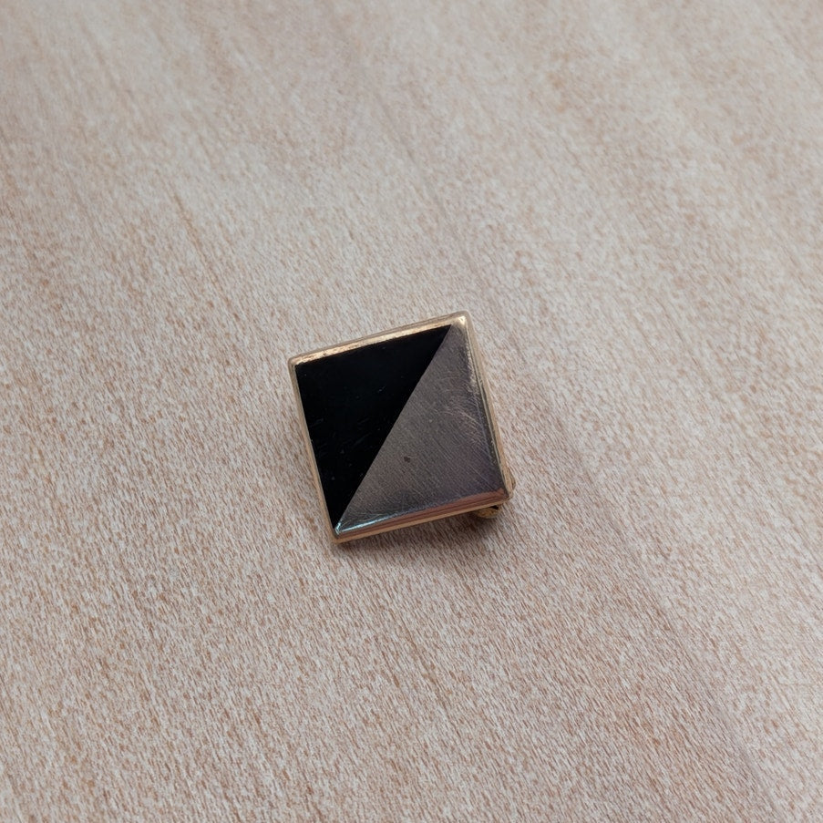 Vintage 6k Yellow Gold with Black Enamel Geometric Pin
