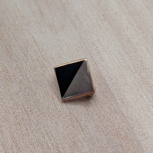 Vintage 6k Yellow Gold with Black Enamel Geometric Pin