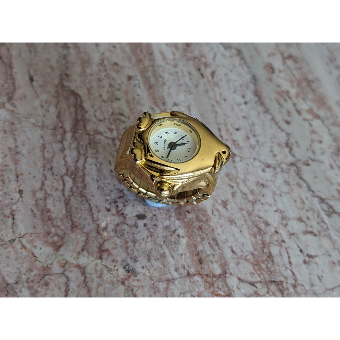Preowned Gold Tone Ring Watch with Penguin Working
