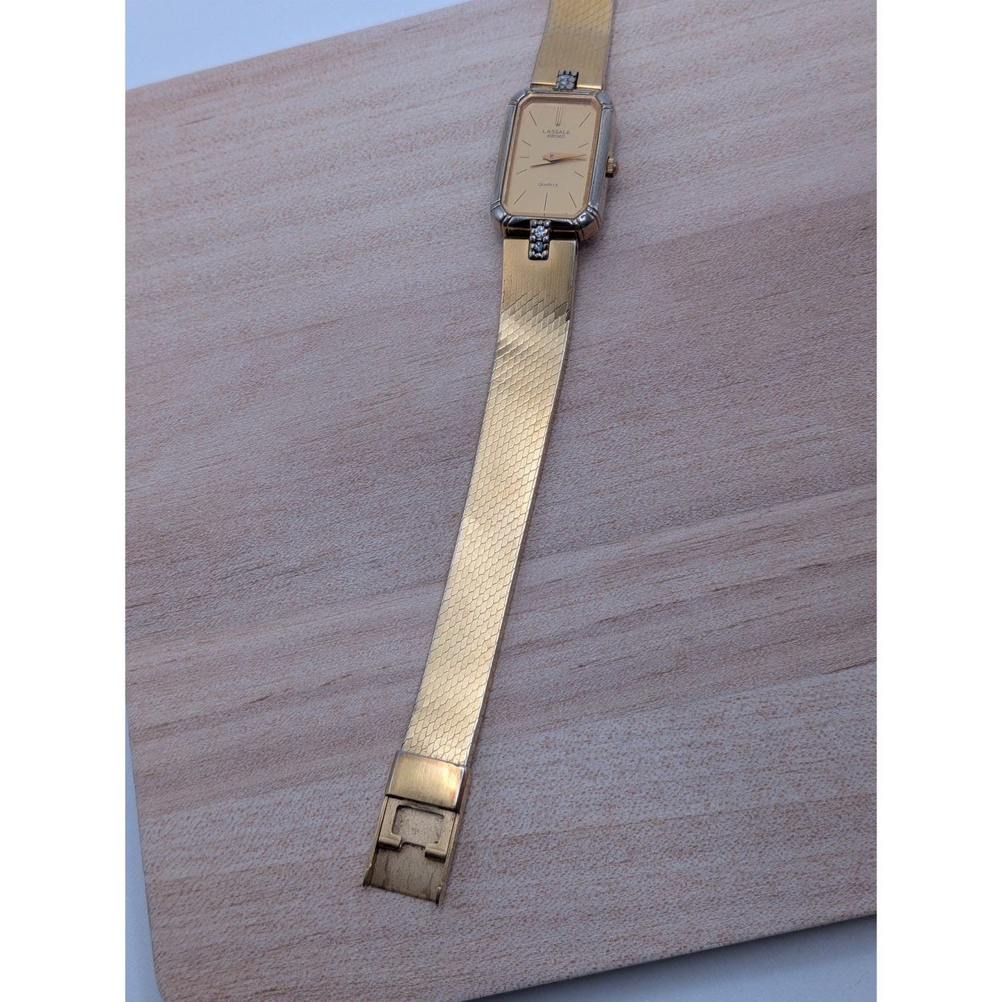 Vintage Seiko Lassale Quartz Gold Tone Watch 6.5in Working