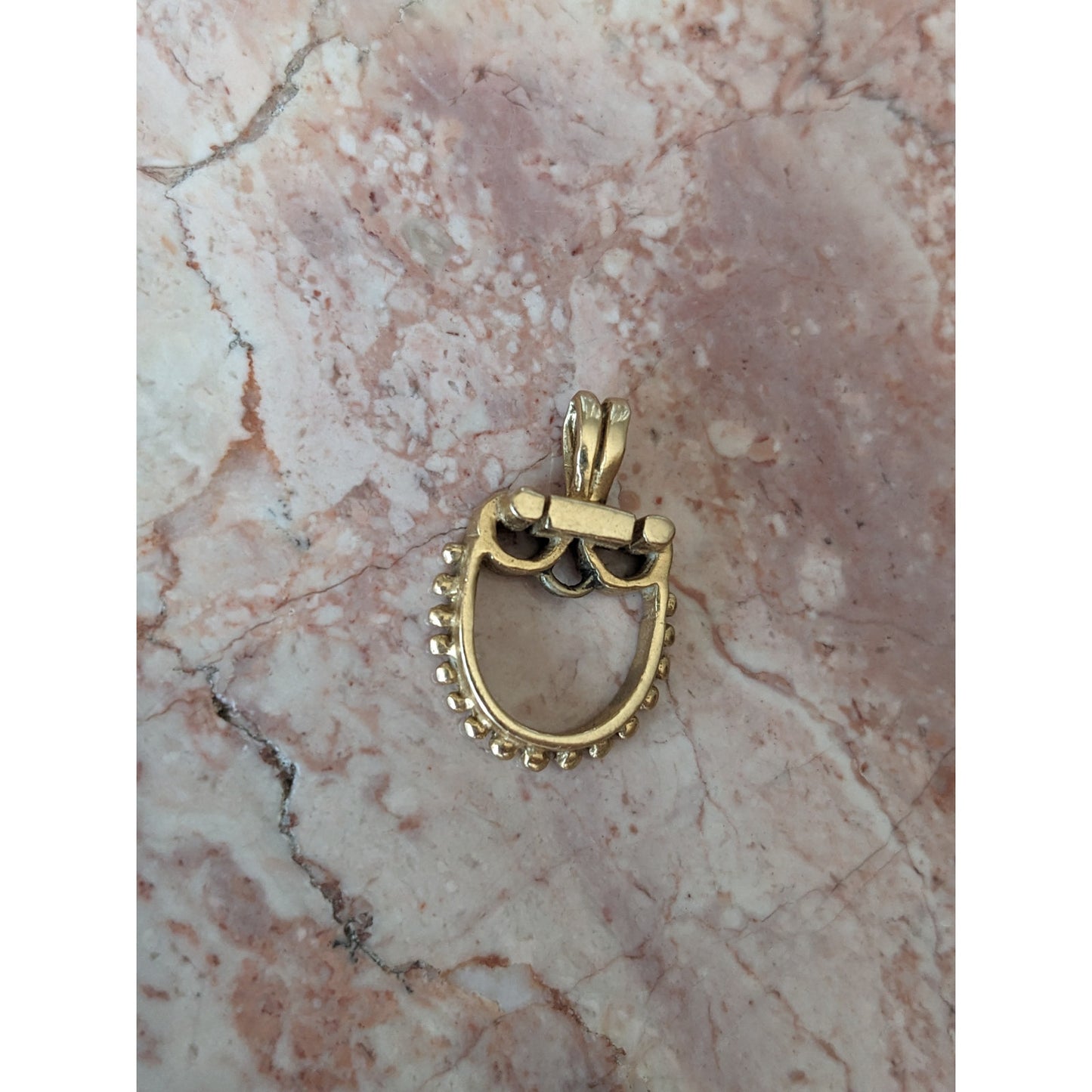 Vintage 14k Yellow Gold "U" Shaped Loop with Spherical Beads Pendant