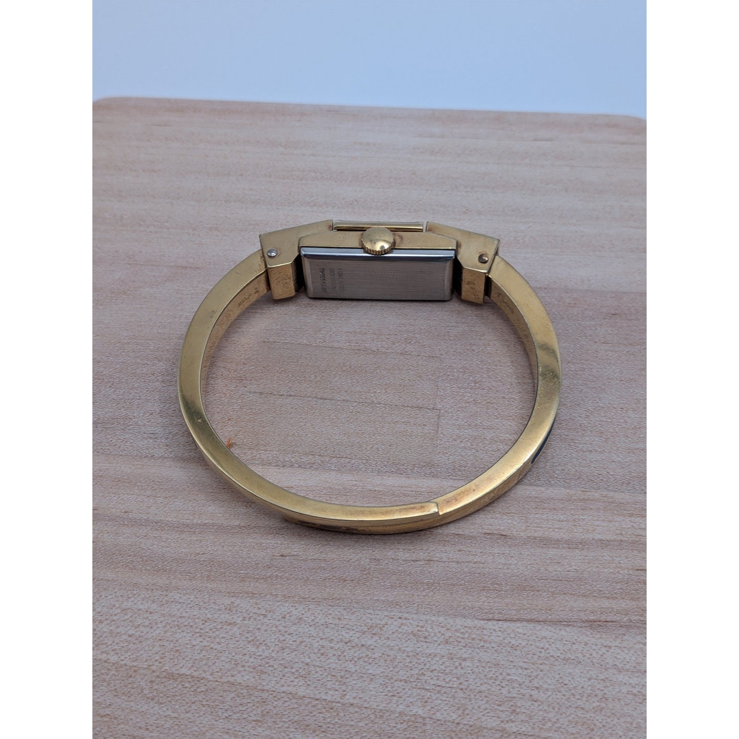 Vintage Ritma Gold Tone Peekaboo Manual Watch Blue Enamel Flowers