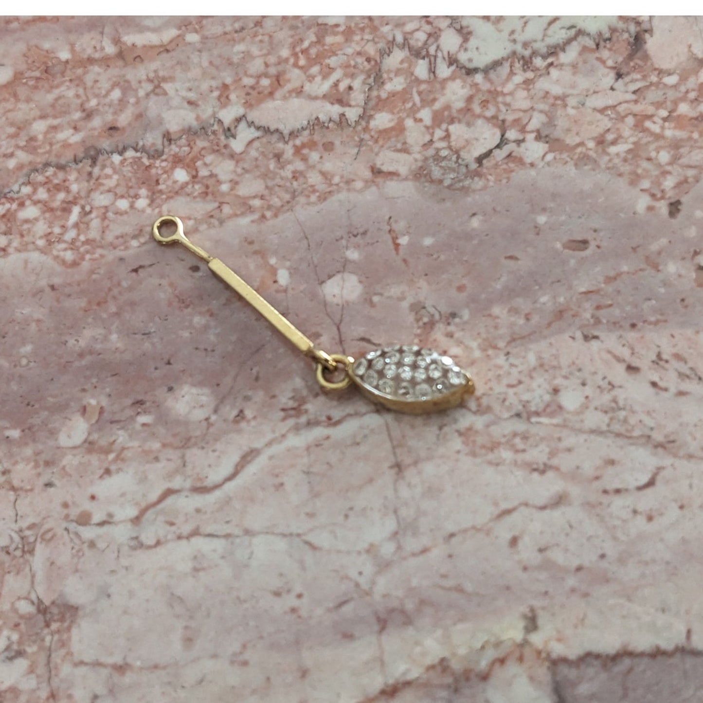 Vintage Unmarked 14k Yellow Gold Pave Diamond Teardrop Dangle Charm Finding 2