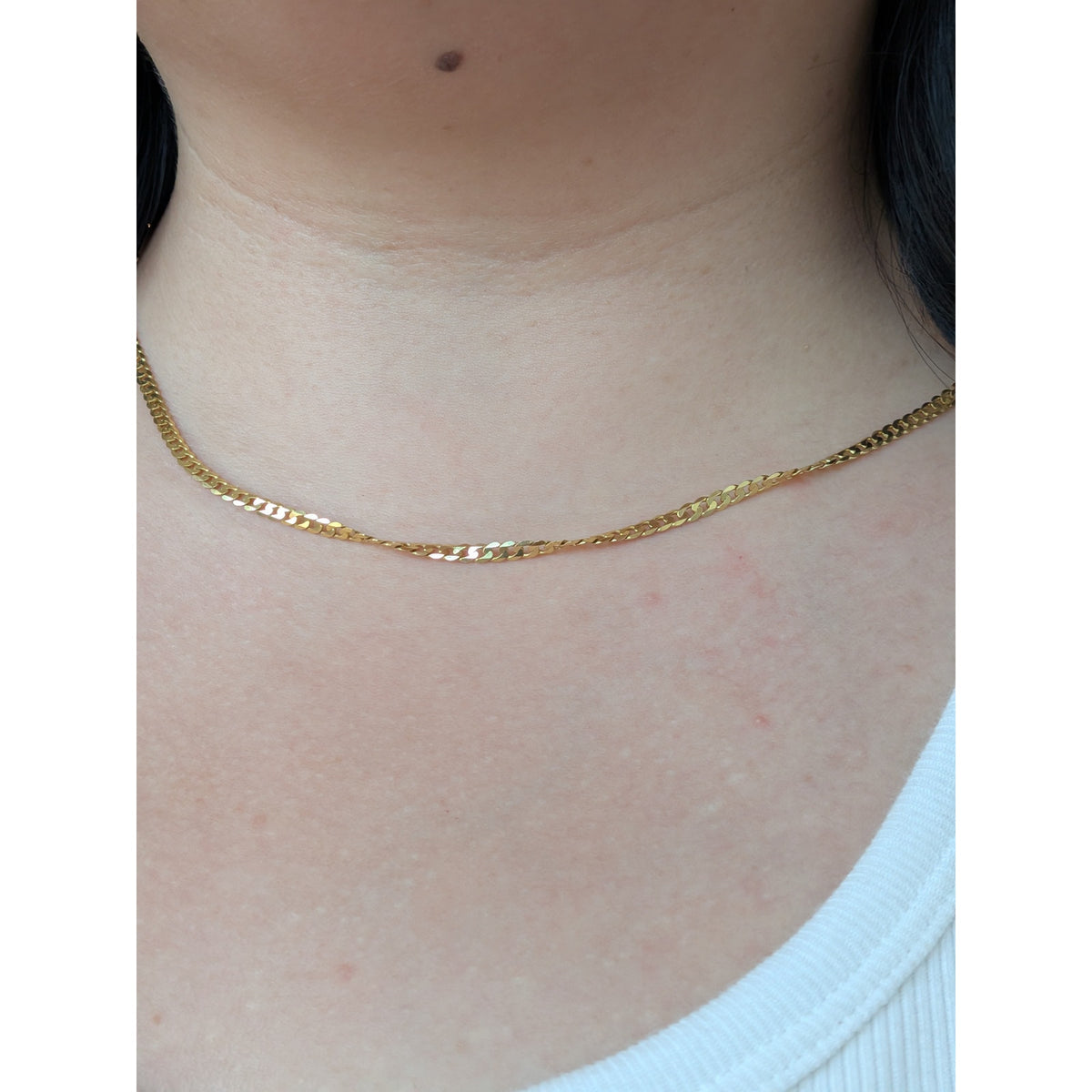 Estate 14k Yellow Gold Flat Curb Chain 16in 3.2mm